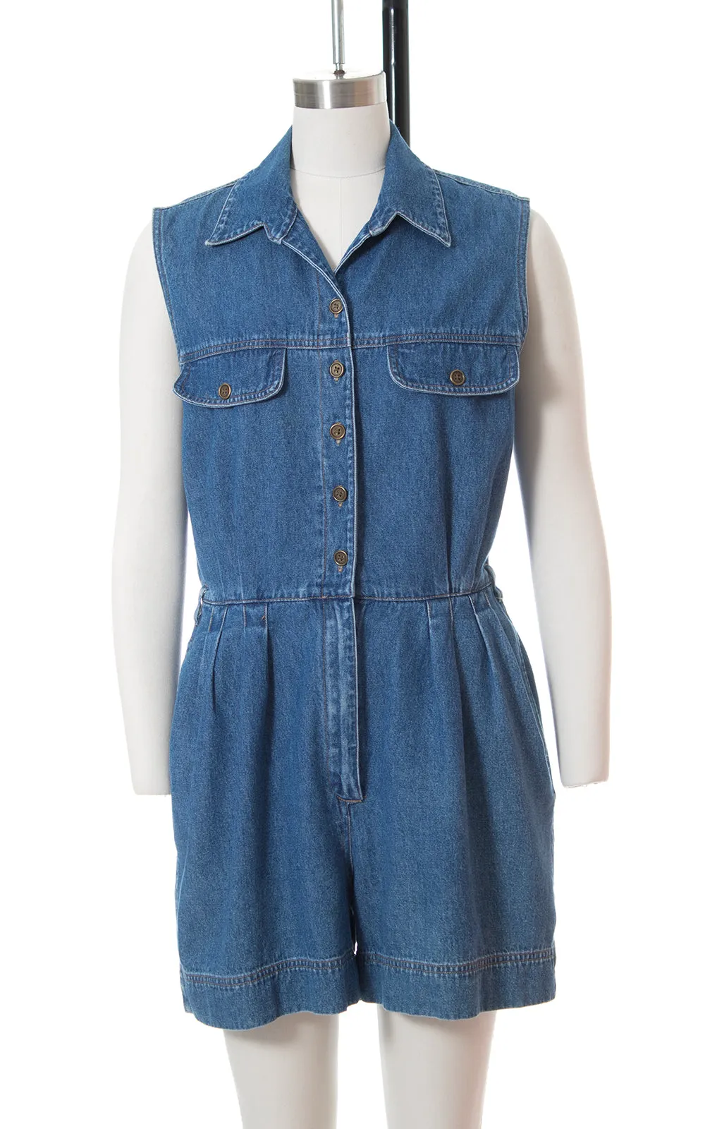 1990s Denim Romper with Pockets | medium/large
