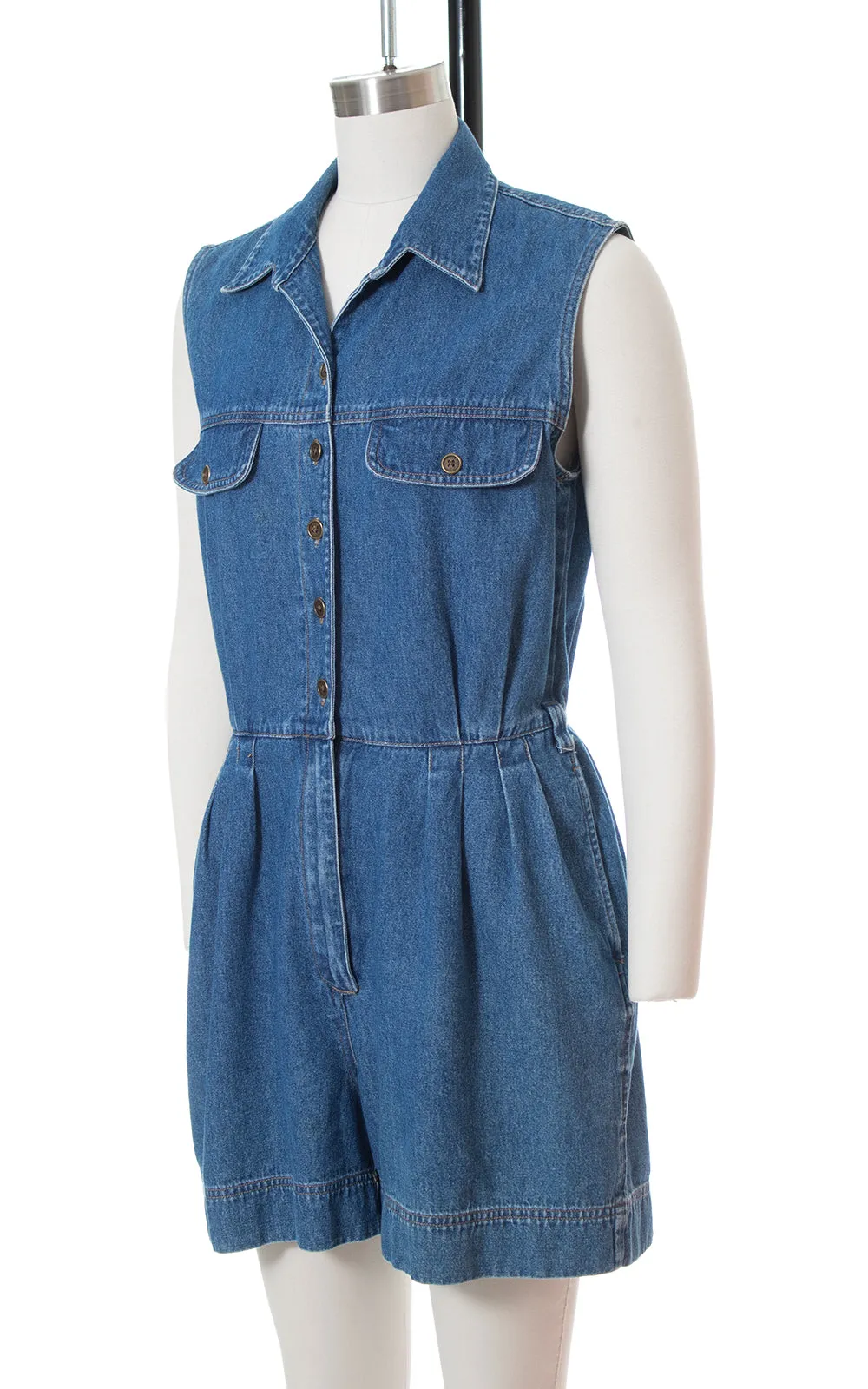 1990s Denim Romper with Pockets | medium/large
