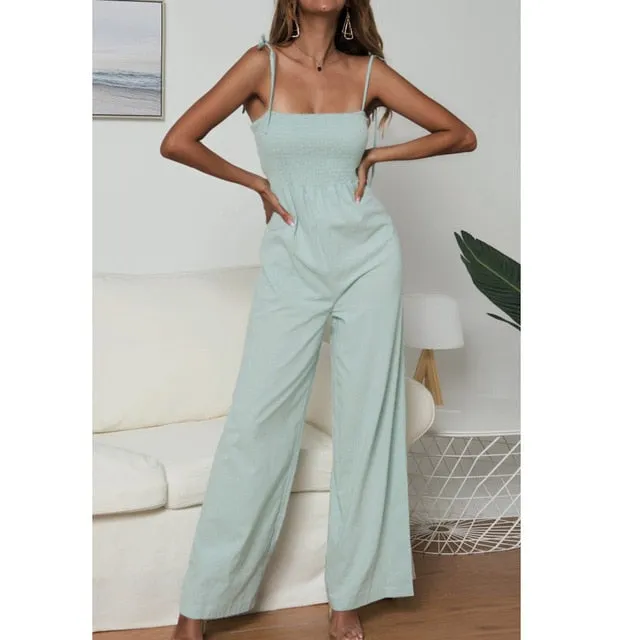 2019 MAXIORILL New Women Sunflower Dot Print Jumpsuit Sleeveless Clubwear Wide Leg Pant Spot Outfit Wholesale T3