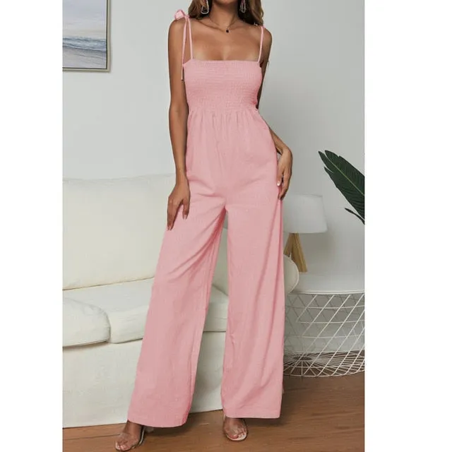 2019 MAXIORILL New Women Sunflower Dot Print Jumpsuit Sleeveless Clubwear Wide Leg Pant Spot Outfit Wholesale T3