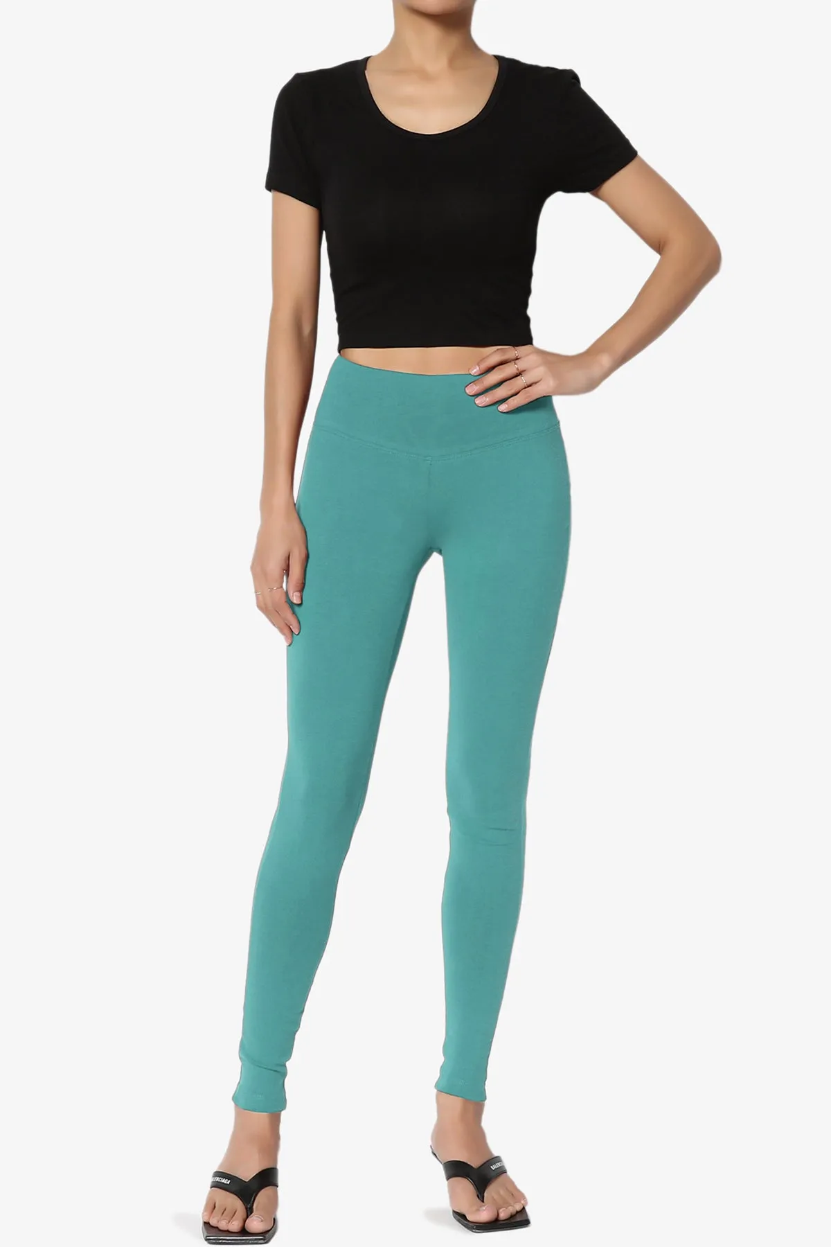 Ansley Cotton Wide Waistband Ankle Leggings