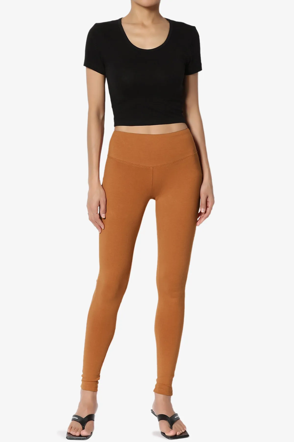 Ansley Cotton Wide Waistband Ankle Leggings