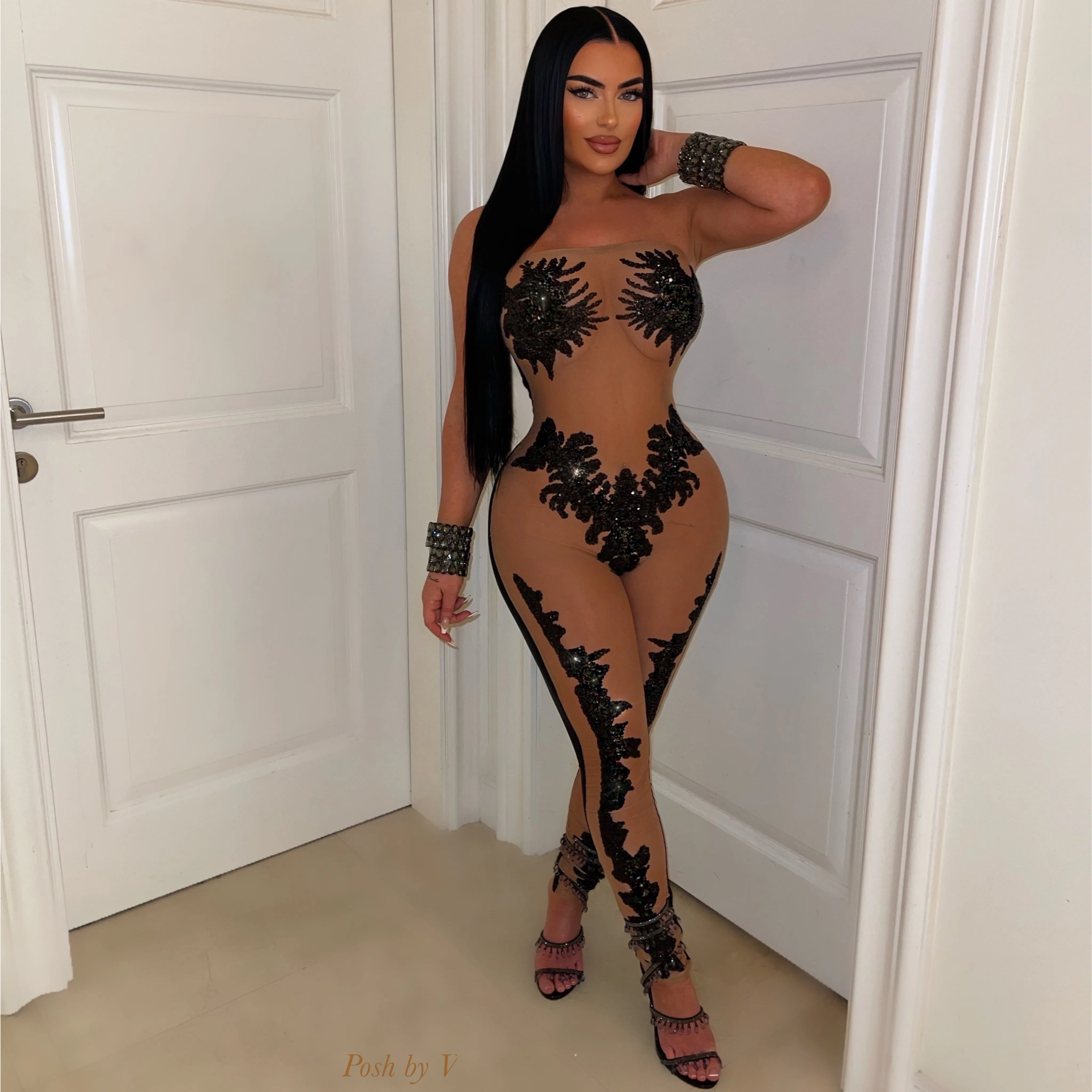 Aura glam jumpsuit (Black)
