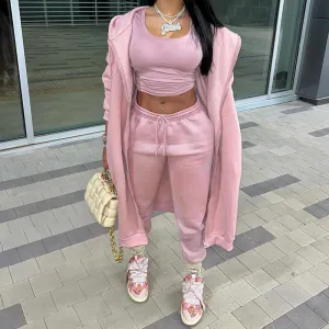 Autumn Women Clothing Long Sleeve Hooded Casual Sports  Two Piece Set