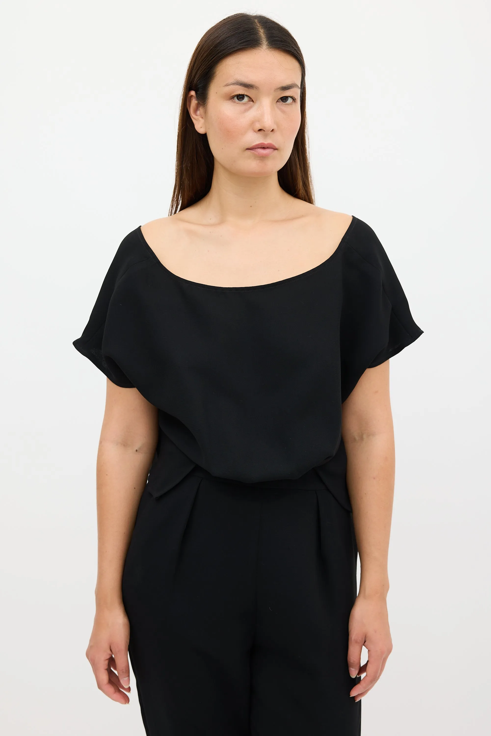 Black Button & Cutout Back Jumpsuit