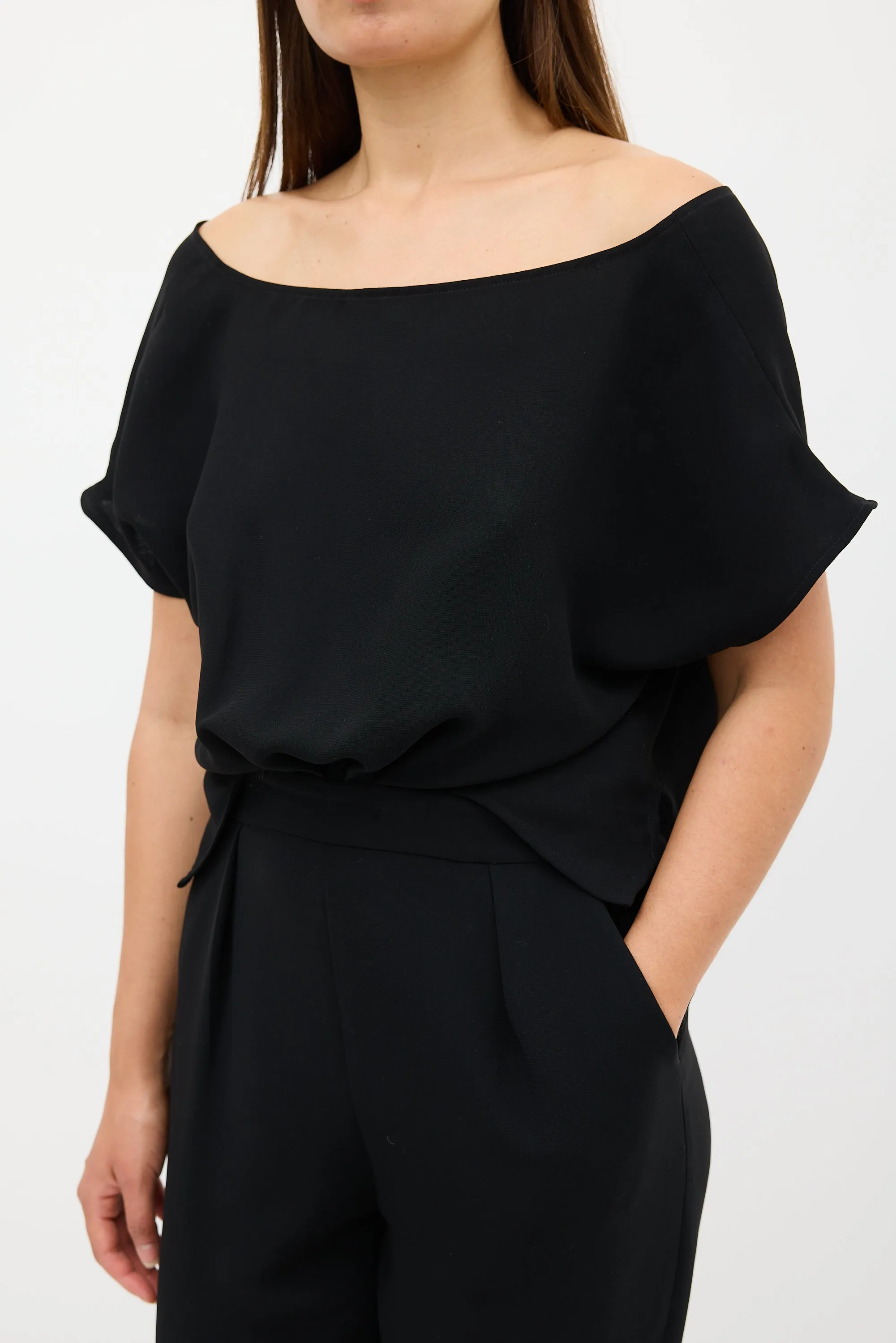 Black Button & Cutout Back Jumpsuit