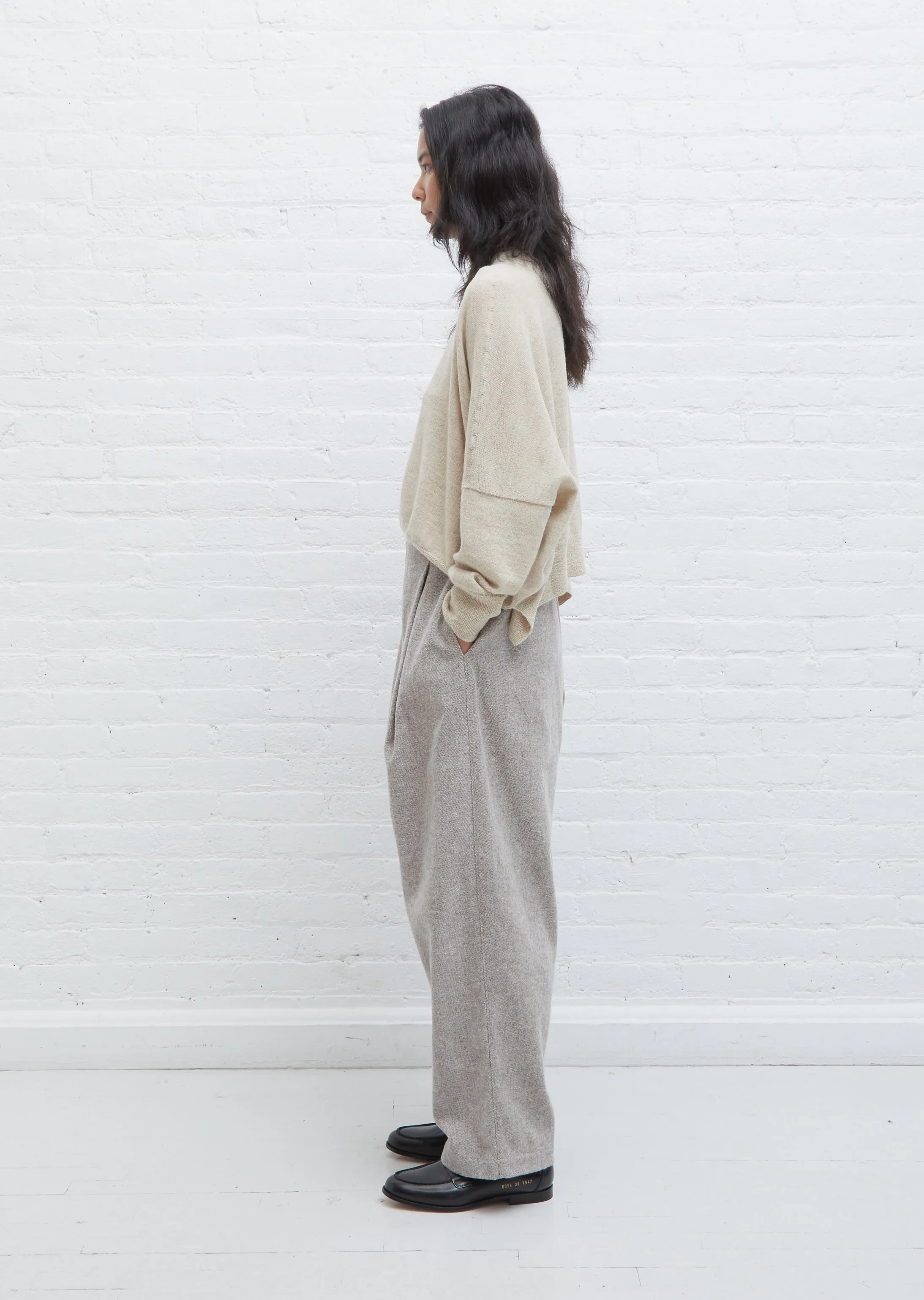 Brushed Cotton Pleat Pants