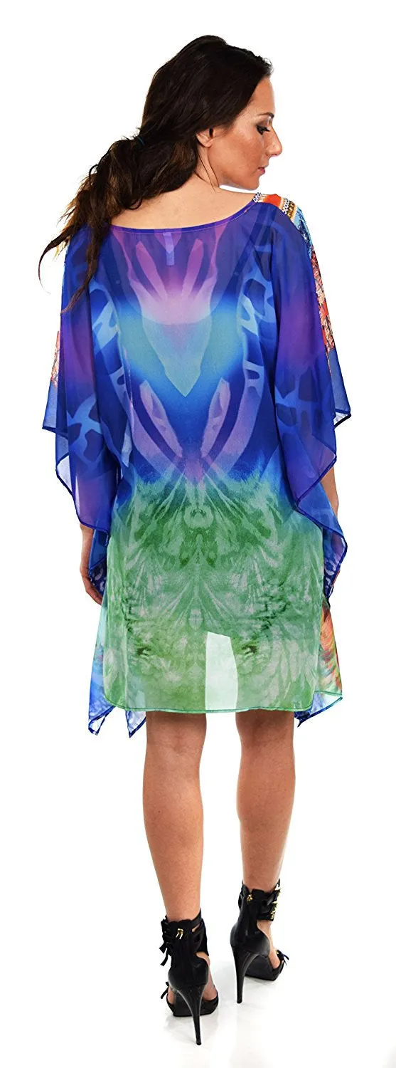 Digital Print Caftan, Embellished Caftan, Beach wear Tunic, V Neck / Cover Up, Women Caftan, Summer Caftan,