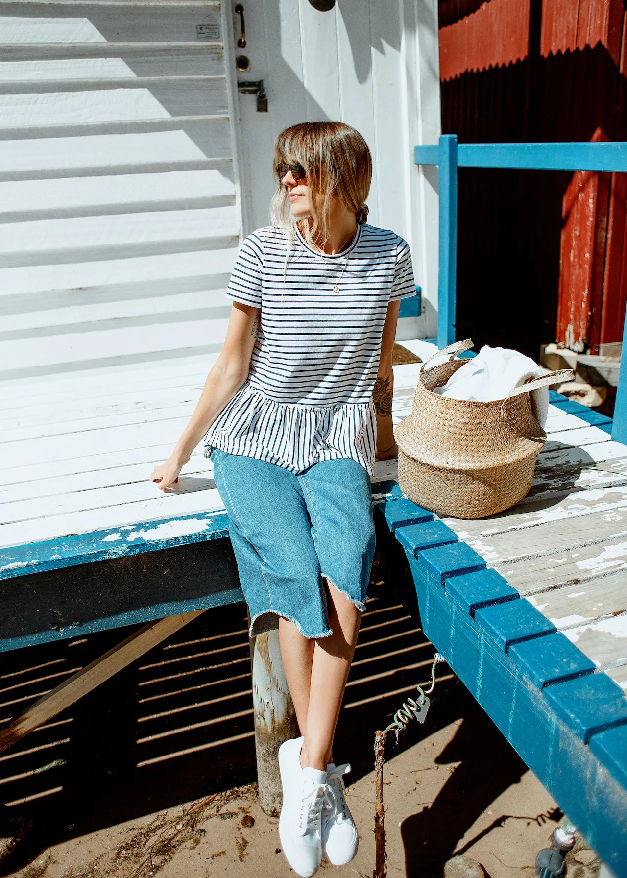 Flint Navy Stripe Tee