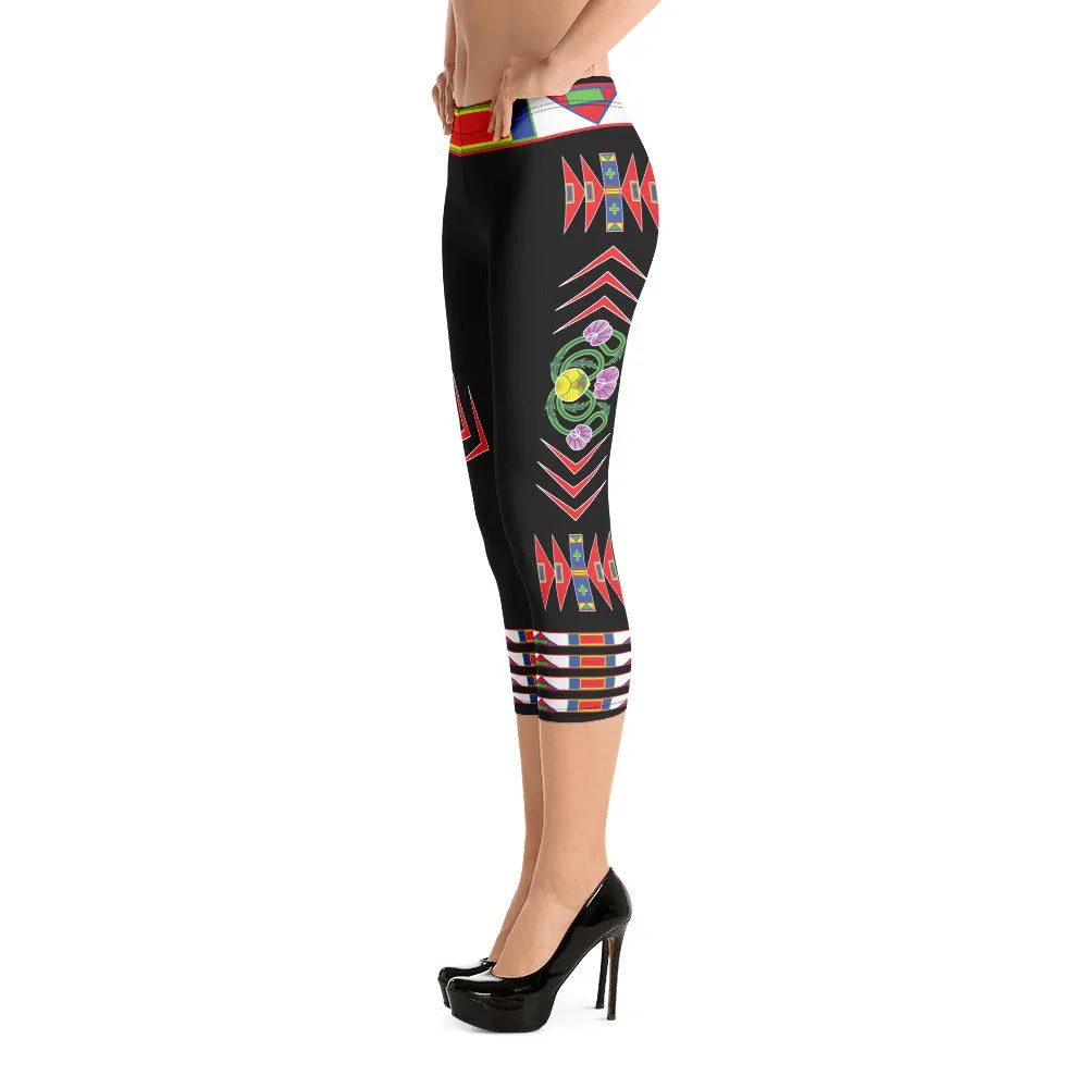 Gratitude Black Capri Leggings