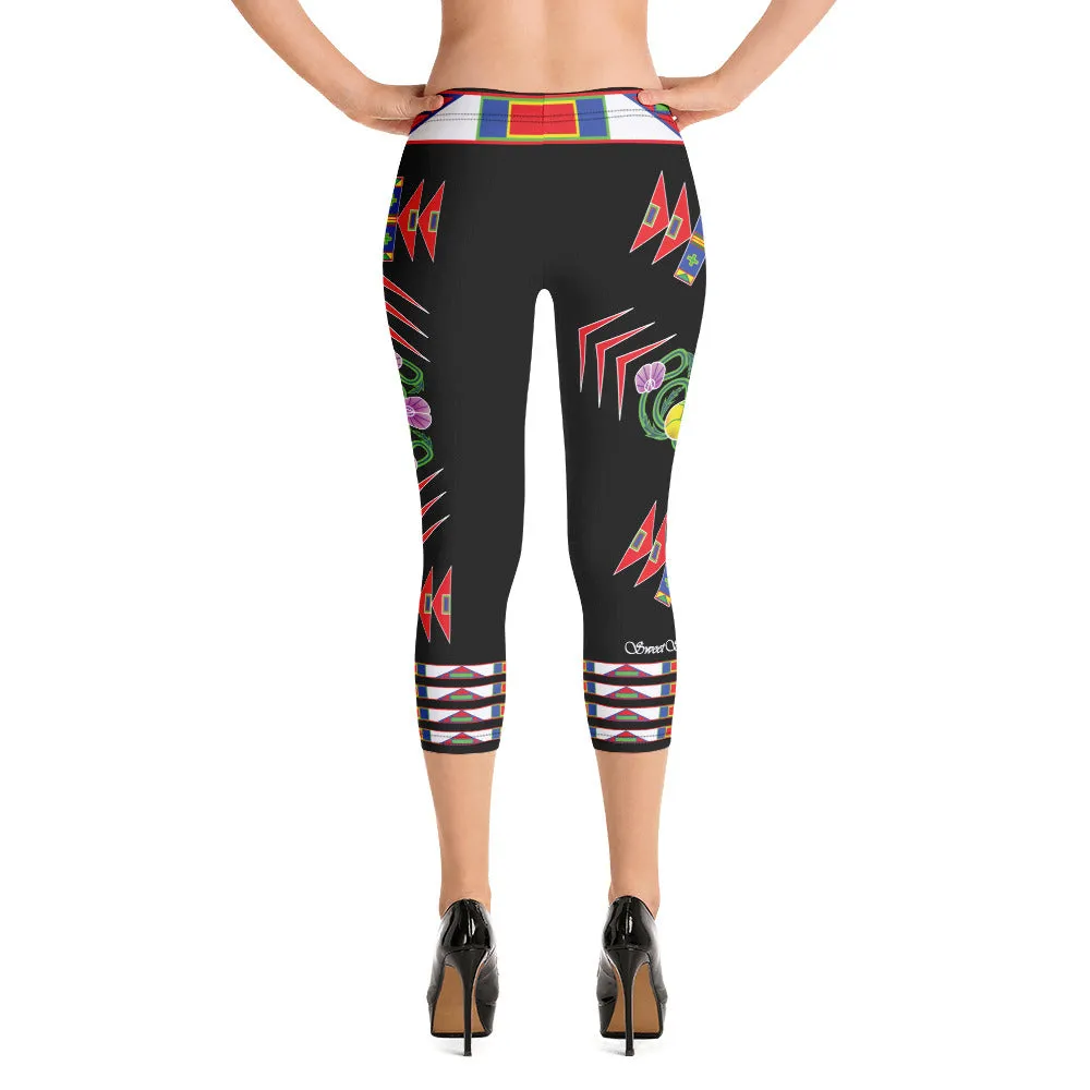 Gratitude Black Capri Leggings