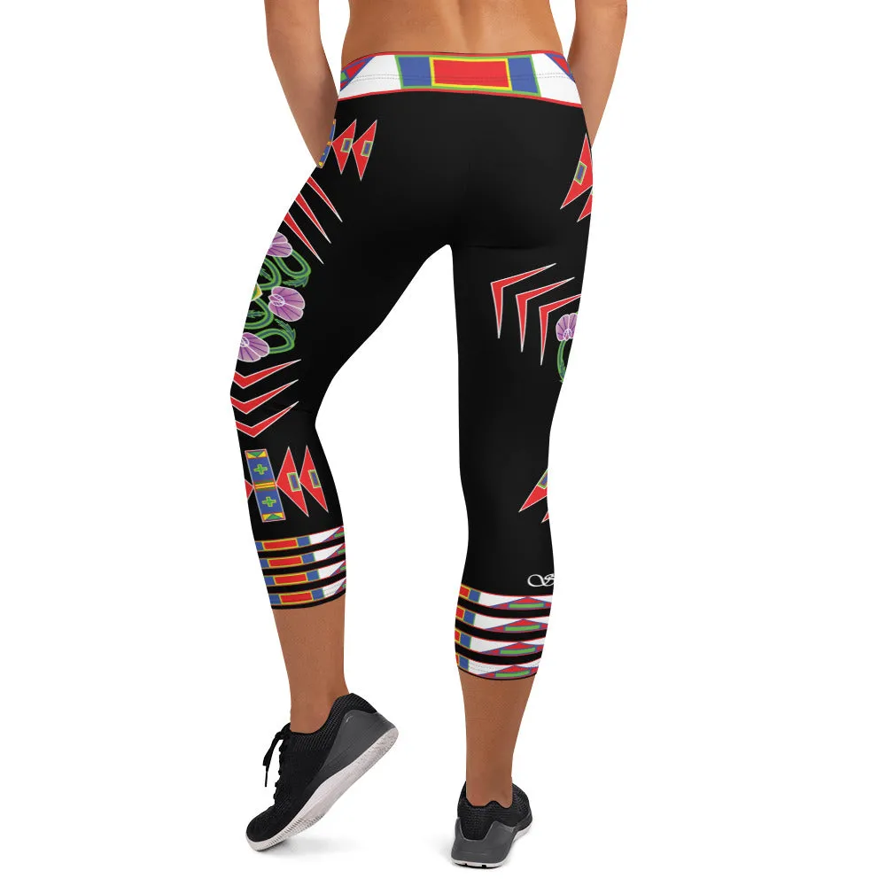 Gratitude Black Capri Leggings