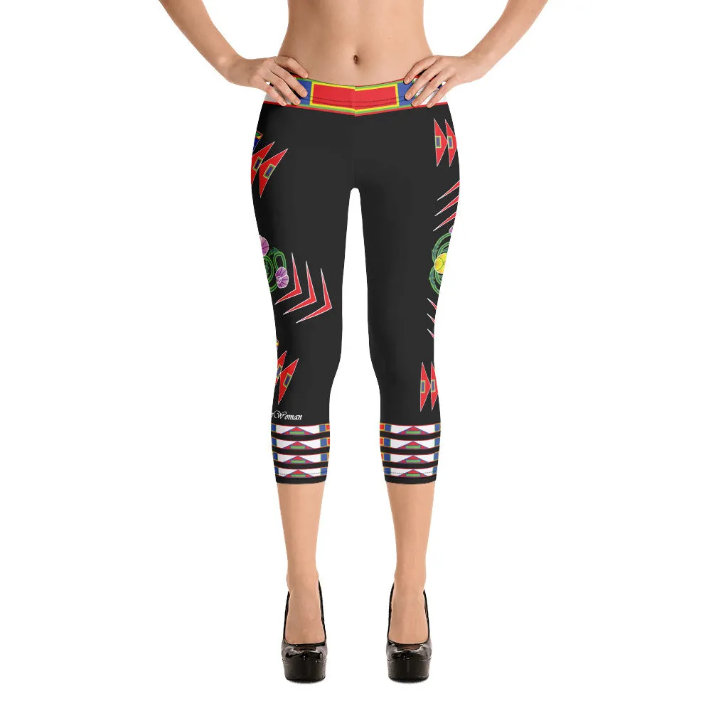 Gratitude Black Capri Leggings