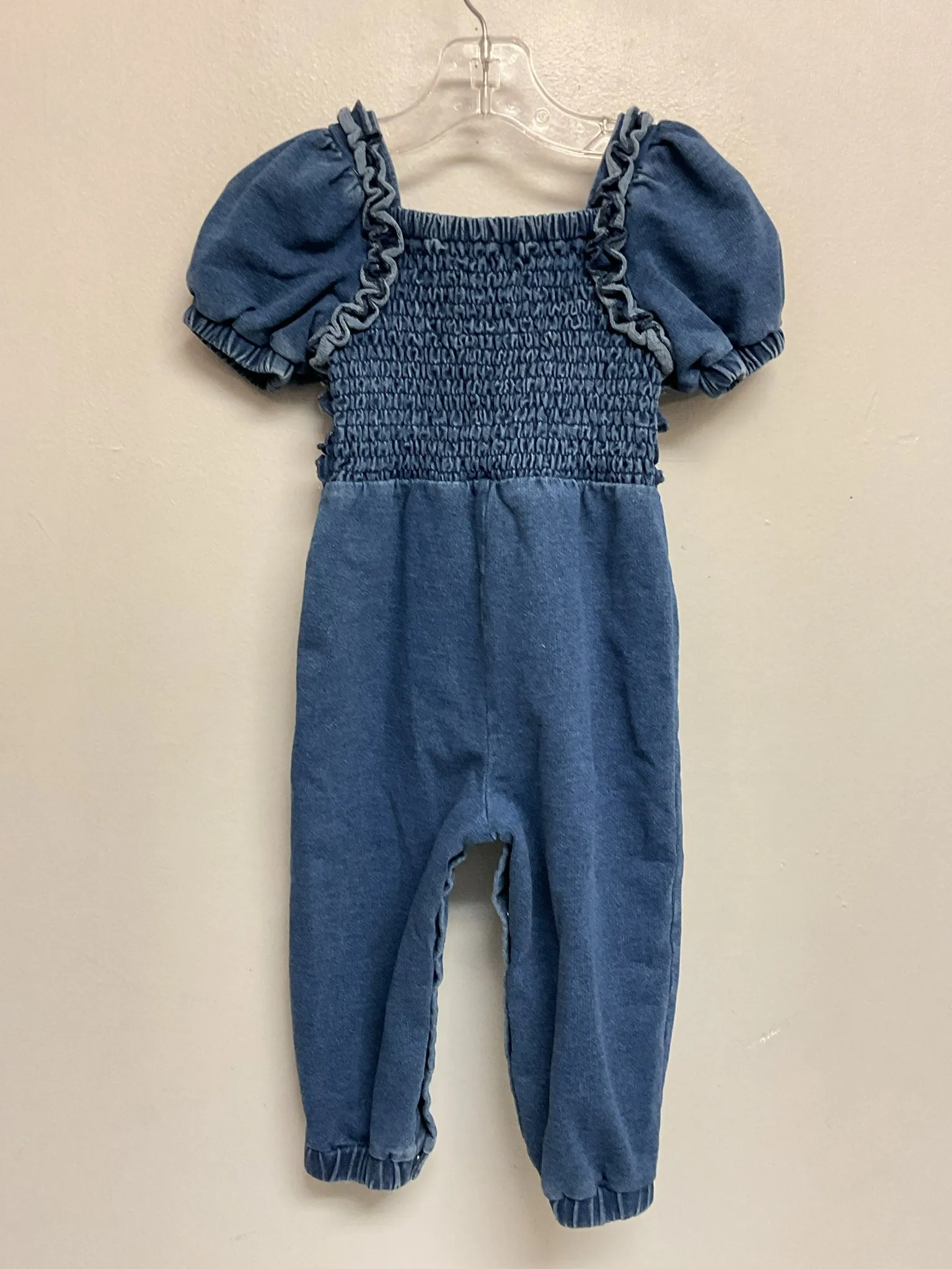 Habitual Size 12M Blue Cotton Blend Toddler Girls Ruffles Jumpsuits & Coveralls