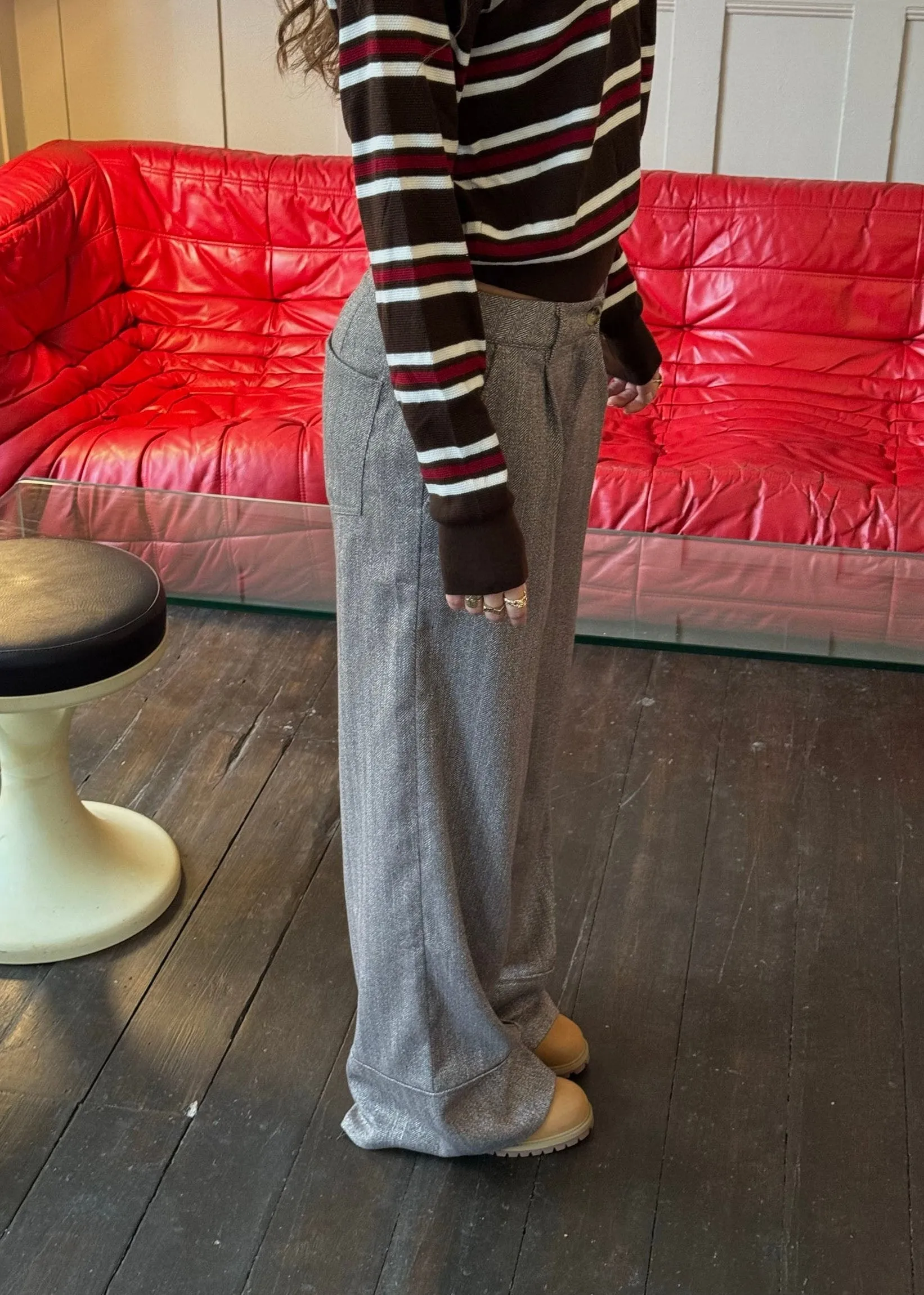 Olia suit pants with cuffs - Brown