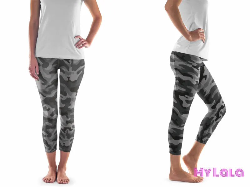 Pocketed Yoga Softy Capri OS (Black Camo)