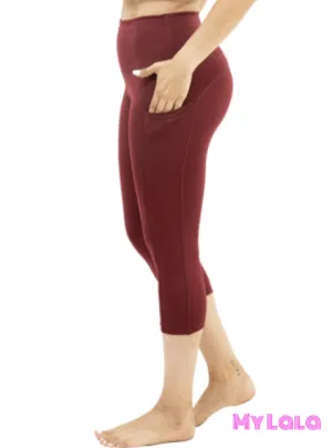 Pocketed Yoga Softy Capri OS (Burgundy)