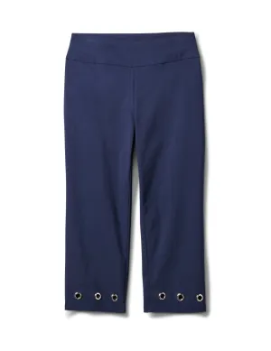 Pull On Crop Pant with Hem Grommet Detail
