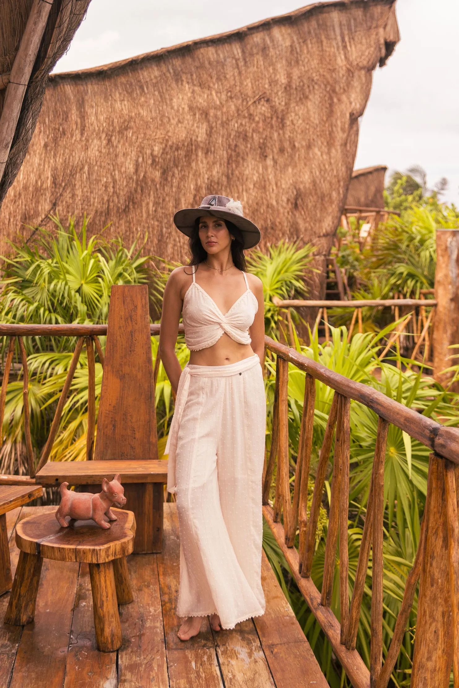 Solid Gold Pants - White Wide Leg Pants