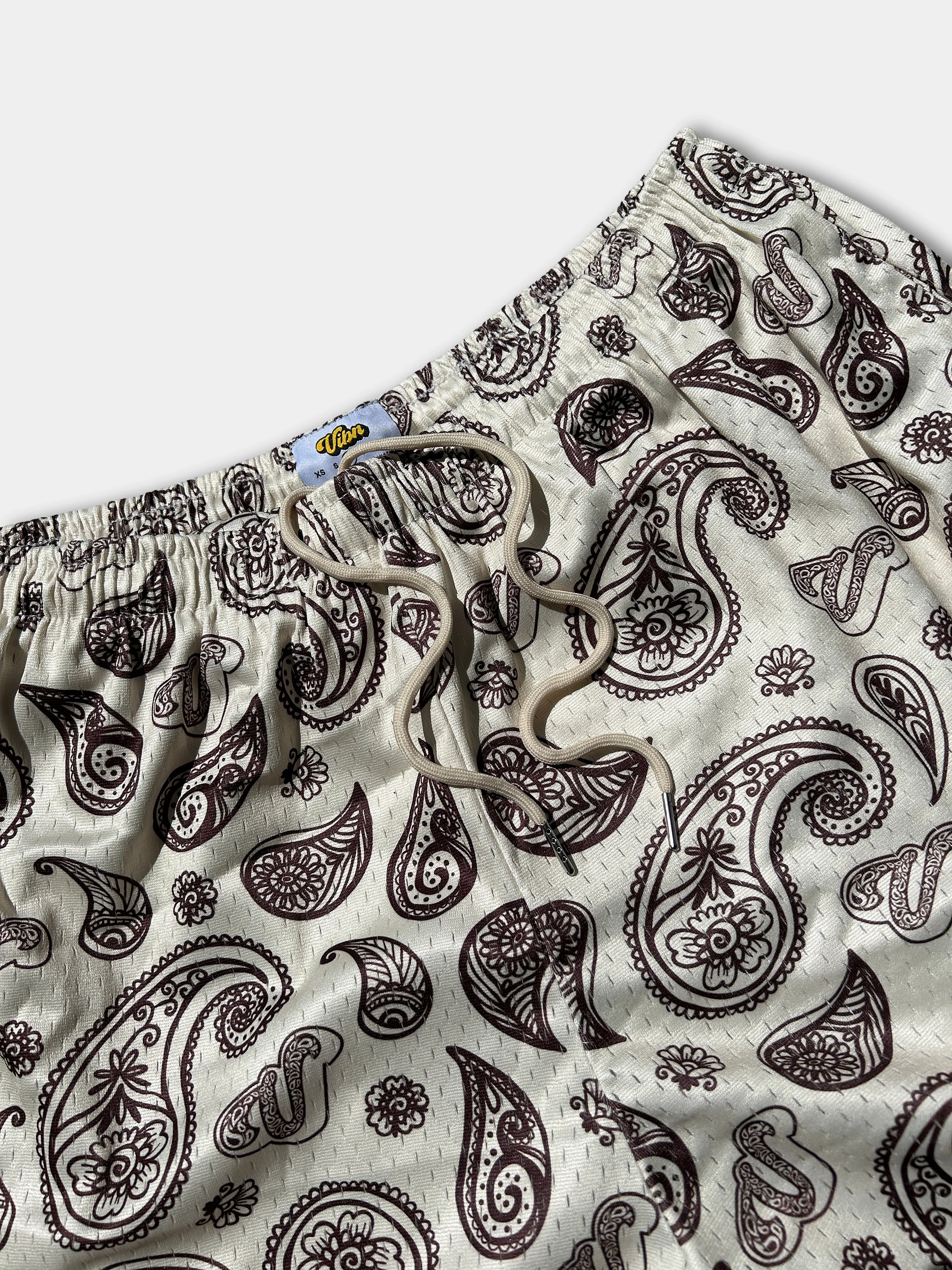 Vibn Paisley Heavyweight Mesh Shorts - Ivory