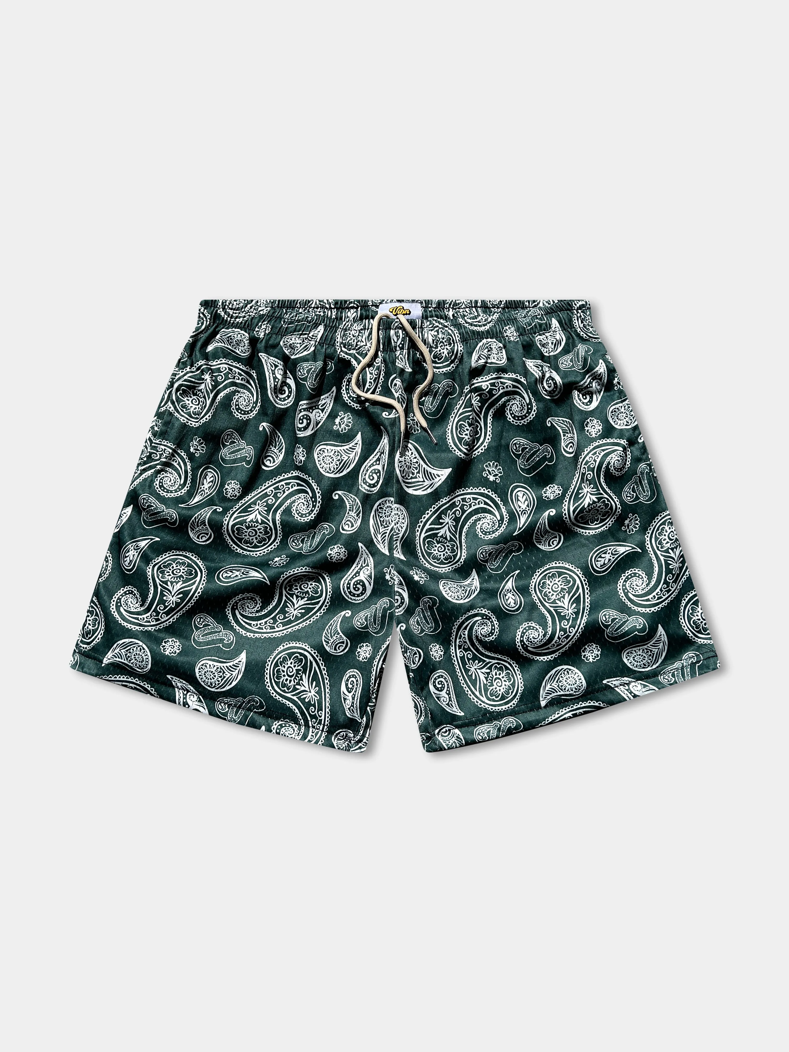 Vibn Paisley Heavyweight Mesh Shorts - Pine